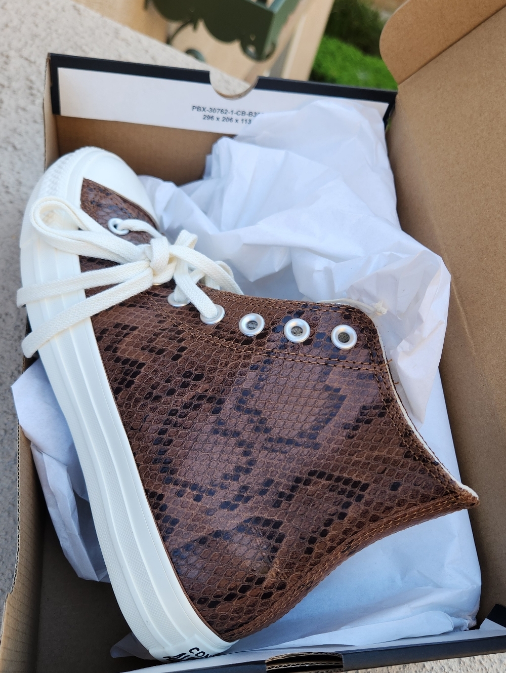 Converse AllStar Brown Snake-Print High Top Sneaker - Cream Laces New With BOX